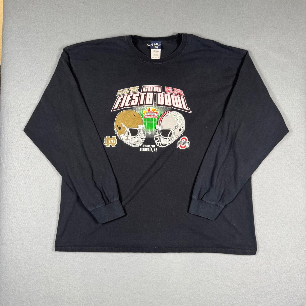 Blue 84 2016 Fiesta Bowl T-Shirt Men 2XL Black Notre Dame Ohio State Long Sleeve
